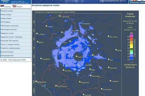 Snimak sa sajta RHMZS