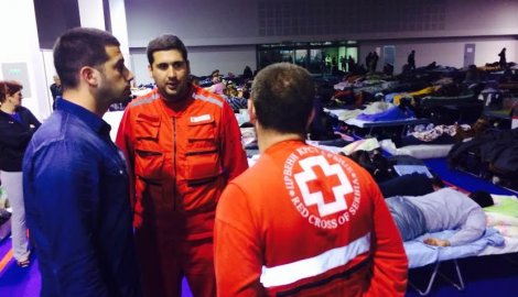 Vanja Udovičić u jednom od prihvatilišta za evakuisane u poplavama