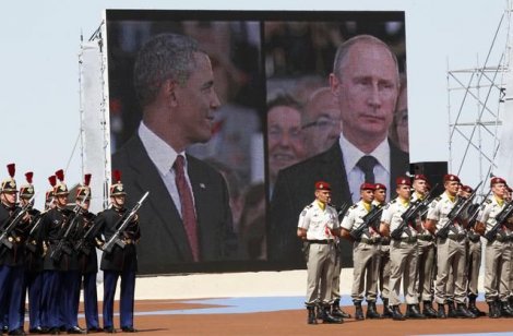 Obama i Putin na video-bimu tokom svečanosti u Normandiji